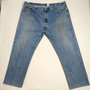 Mens Levis Big Tall Jeans 501xx 46 x 30 Light Wash Blue Button Fly 100 Cotton